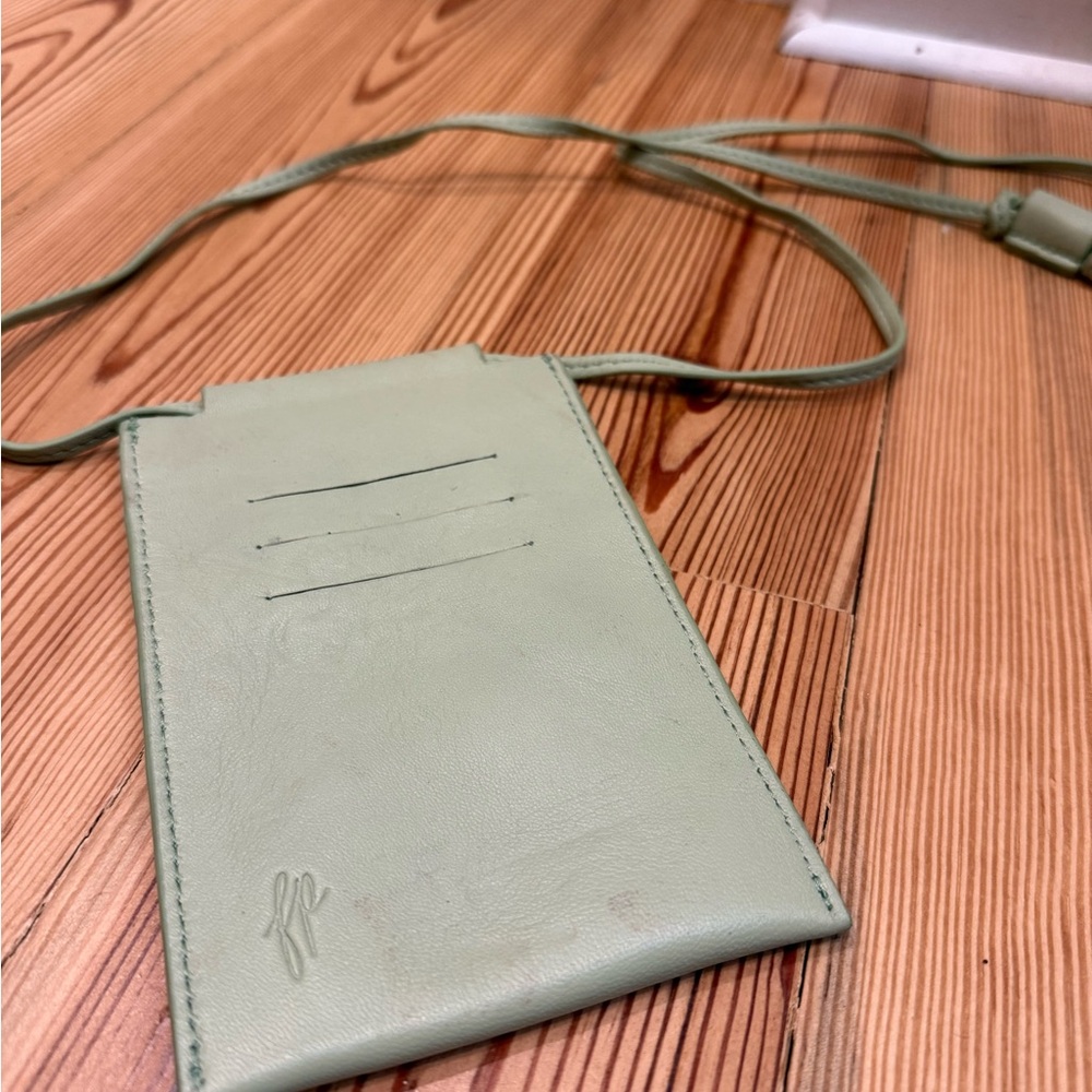 Free People Mint Green Leather Crossbody Cardholder